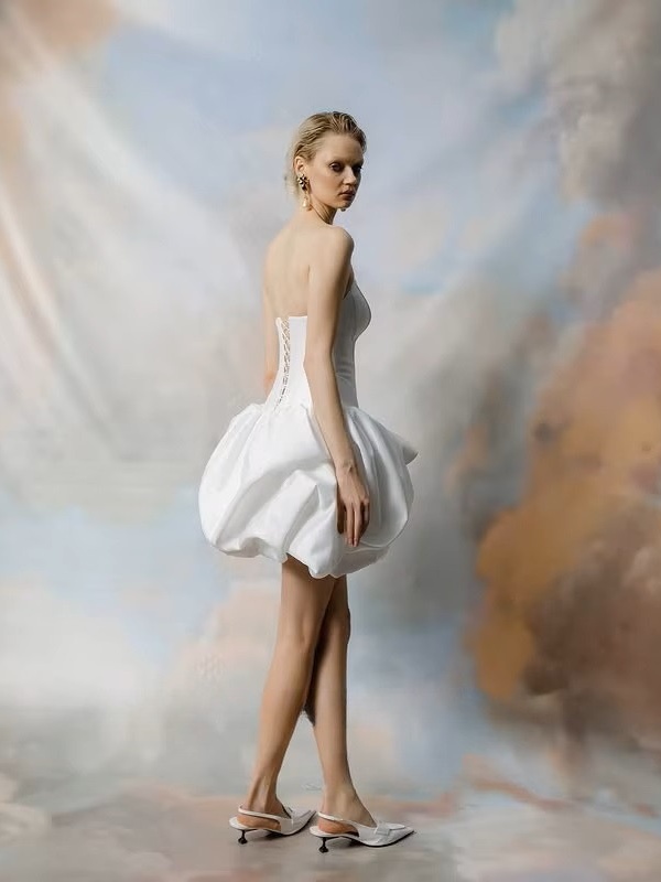SoDigne A-line Satin Wedding Dress Sleeveless Sweetheart Bride Dresses Beach Ruched Mini Women Bridal Gowns Customized 2 SoDigne A-line Satin Wedding Dress Sleeveless Sweetheart Bride Dresses Beach Ruched Mini Women Bridal Gowns Customized - obrazek 2