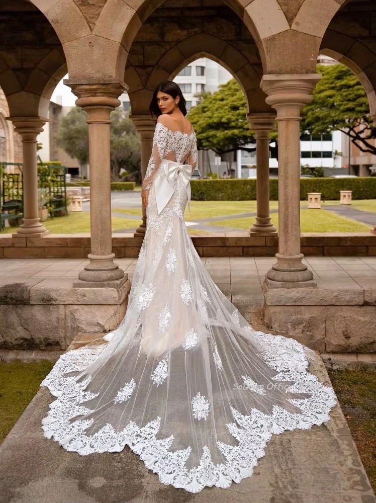 SoDigne Mermaid Long Wedding Dresses O-neck Full Sleeves Appliques Bridal Dress Bride Gown 2025 vestidos de novia Customized  2 SoDigne Mermaid Long Wedding Dresses O-neck Full Sleeves Appliques Bridal Dress Bride Gown 2025 vestidos de novia Customized  - obrazek 2