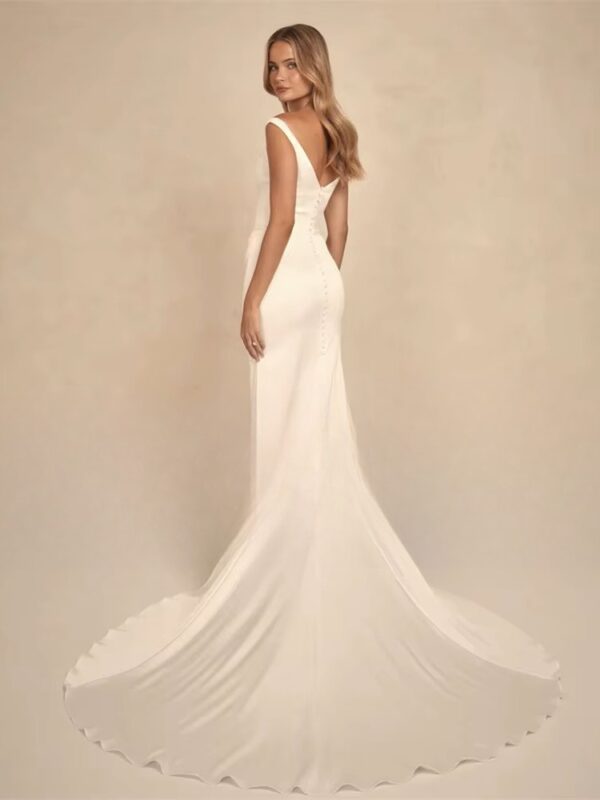 BIGDAY V-Neck Mermaid Wedding Dress 2025 Pleat Off The Shoulder Open Back Sweep Train Bridal Gown Vestidos De Noiva Customized - obrazek 2
