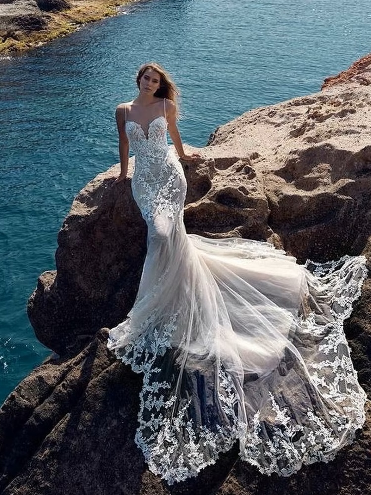 SoDigne Vintage Mermaid Wedding Dresses Sexy V-neck Lace Appliques Long Bride Dress Backless Wedding Gowns Vestido De Noiva 4 SoDigne Vintage Mermaid Wedding Dresses Sexy V-neck Lace Appliques Long Bride Dress Backless Wedding Gowns Vestido De Noiva - obrazek 4