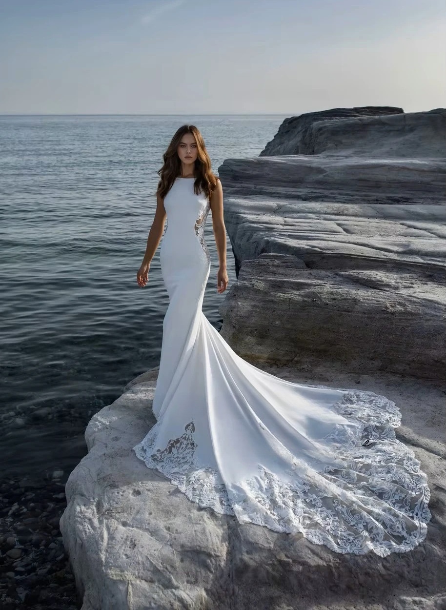 SoDigne Mermaid Wedding Dresses Scoop Neck Sleeveless Appliques Bridal Gowns Beach Wedding Dress vestido de noiva Customized 1 SoDigne Mermaid Wedding Dresses Scoop Neck Sleeveless Appliques Bridal Gowns Beach Wedding Dress vestido de noiva Customized
