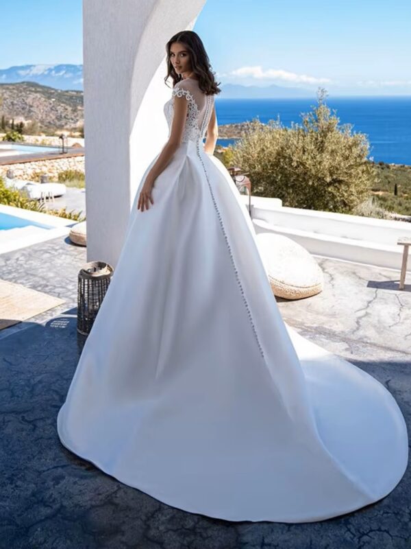 SoDigne Elegant Princess Wedding Dresses With Jacket Satin Scoop Lace Wedding Bridal Gowns Customized Wedding Party Gown - obrazek 2