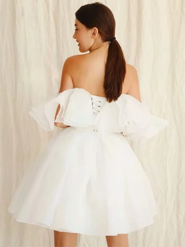 Customized Civil Short Boho Wedding Dresses Off The Shoulder Tiered Ruffles Puffy Mini Wedding Party Gowns For Bride Robes 2025 - obrazek 4