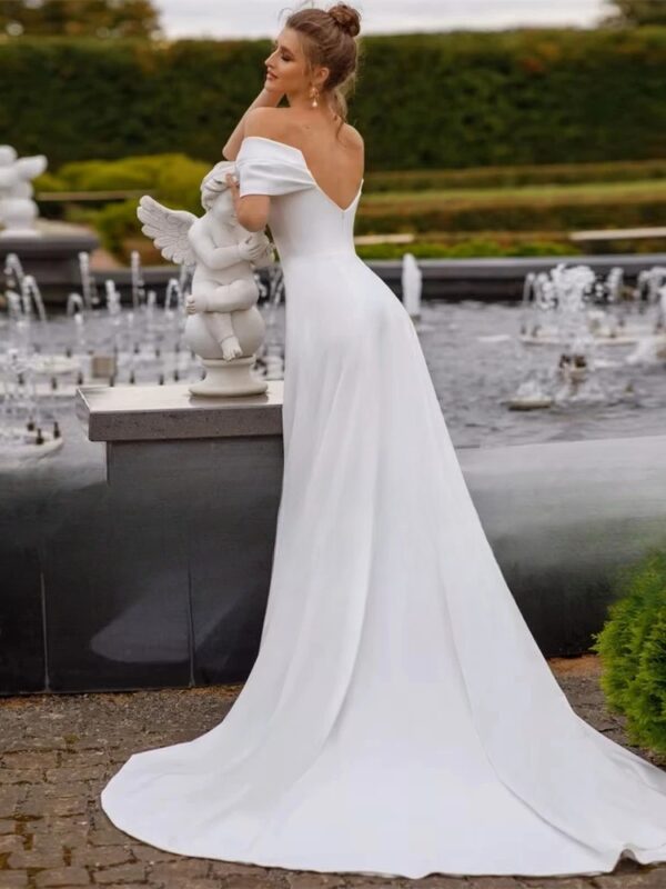 Classic Off The Shoulder Mermaid Wedding Dresses Women 2025 V-Neck Open Back Pleat Bridal Gowns Vestidos De Noiva Customized - obrazek 2