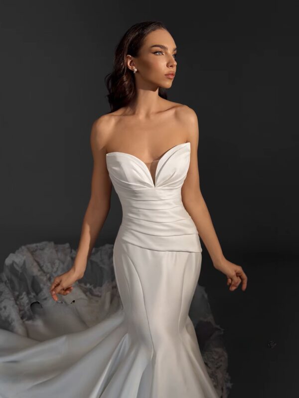 SoDigne Mermaid Satin Appliques Wedding Dresses Sweetheart Sleeveless Bridal Dress Long Wedding Gown Robe De Mairee ﻿Customized - obrazek 2