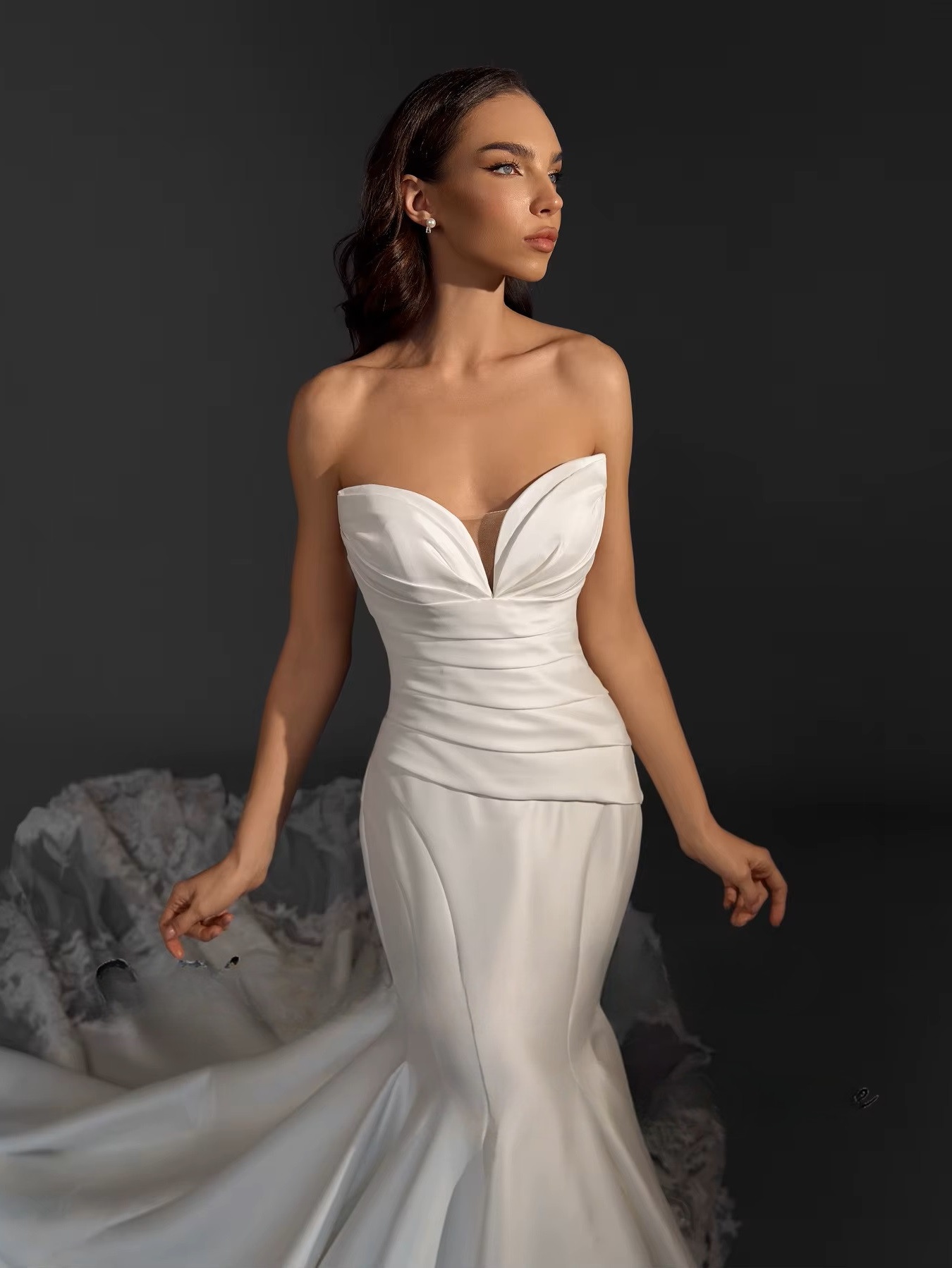 SoDigne Mermaid Satin Appliques Wedding Dresses Sweetheart Sleeveless Bridal Dress Long Wedding Gown Robe De Mairee Customized 2 SoDigne Mermaid Satin Appliques Wedding Dresses Sweetheart Sleeveless Bridal Dress Long Wedding Gown Robe De Mairee Customized - obrazek 2