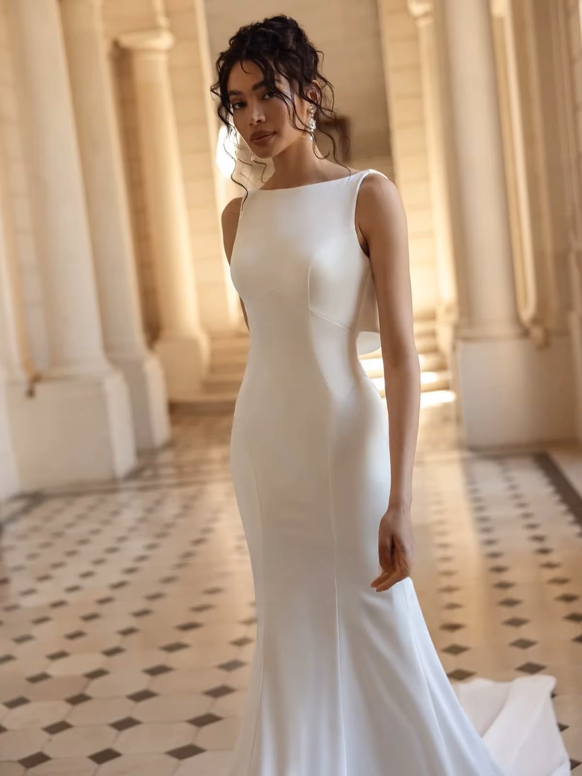 SoDigne Mermaid Satin Beach Wedding Dresses Sleeveless Backless Bridal Dress Long Wedding Gown Robe De Mairee Customized 1 SoDigne Mermaid Satin Beach Wedding Dresses Sleeveless Backless Bridal Dress Long Wedding Gown Robe De Mairee Customized
