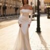 SoDigne Elegant Wedding Dresses Off Shoulder Long Sleeves Mermaid Satin Bride Dress vestidos de novia Satin Simple Party Gown