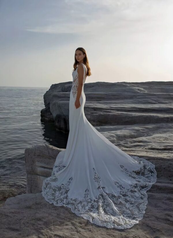 SoDigne Mermaid Wedding Dresses Scoop Neck Sleeveless Appliques Bridal Gowns Beach Wedding Dress vestido de noiva Customized - obrazek 3