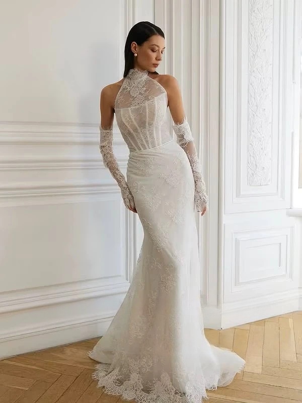 SoDigne Mermaid Lace Bride Dresses Sleeveless Detachable Sleeves Wedding Dress Long Bridal Gowns Robe De Mairee Customized 2 SoDigne Mermaid Lace Bride Dresses Sleeveless Detachable Sleeves Wedding Dress Long Bridal Gowns Robe De Mairee Customized - obrazek 2