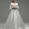 SoDigne A-line Satin Wedding Dresses V-neck Full Sleeves Bride Dress Elegant Long Wedding Gown vestidos de novia Customized 5 Sf5c71e2b025a4057b05a5382d4dda15e3 Cropped