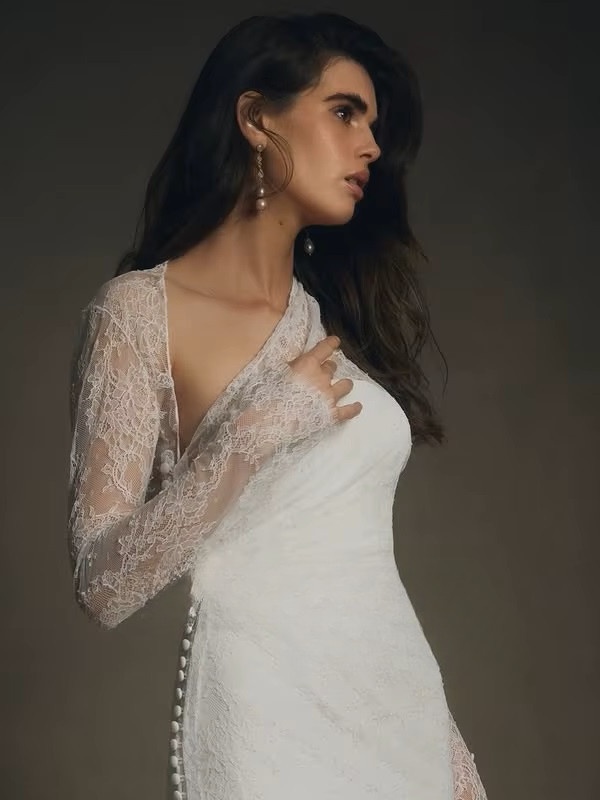 SoDigne Mermaid Boho Wedding Dresses Full Sleeves Lace Bridal Dress Long Beach 2025 Wedding Gown Robe De Mairee Customized 2 SoDigne Mermaid Boho Wedding Dresses Full Sleeves Lace Bridal Dress Long Beach 2025 Wedding Gown Robe De Mairee Customized - obrazek 2