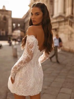 SoDigne Mermaid Lace Short Wedding Dresses Off Shoulder Beach Bridal Dress Mini Wedding Gown Robe De Mairee Customized  5 Sf83040b06b034c46982d42a249c36119c Cropped
