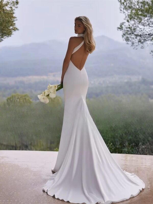 BIGDAY Sexy High Halter Mermaid Wedding Dresses Women 2025 Pleat Backless Sleeveless Bridal Gown Vestidos De Noiva Customized - obrazek 2