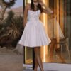 Boho A-Line Mini Satin Sweetheart Wedding Dress Simple Sleeveless Pleat Sexy Open Back With Button Short Bridal Cowns Customized